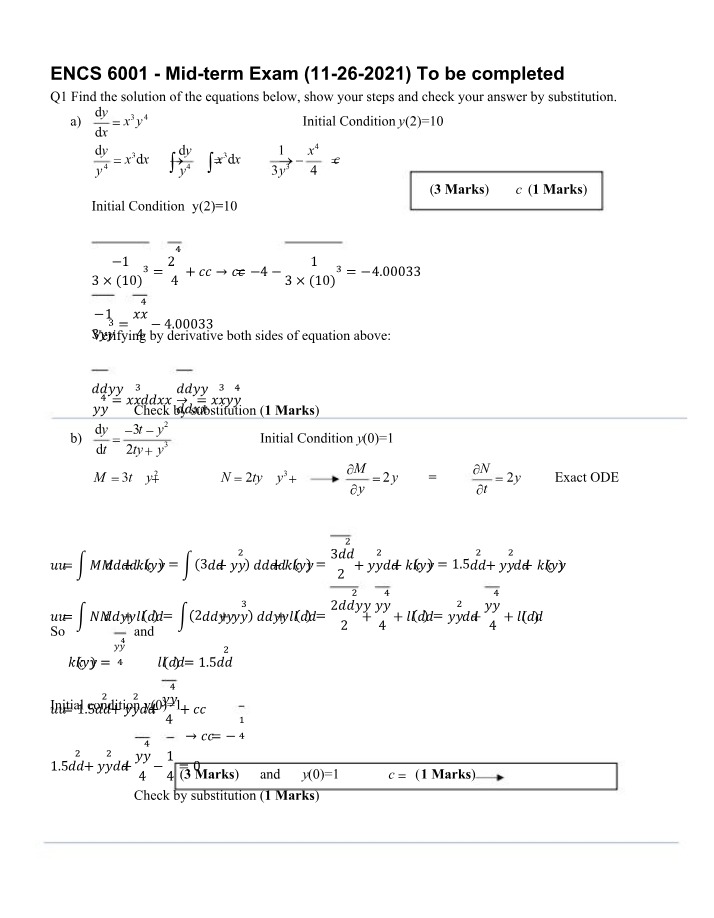 2021 Midterm Exam Solutions