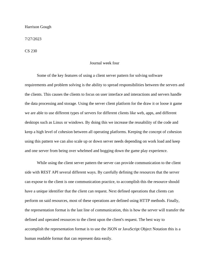Week Four Journal