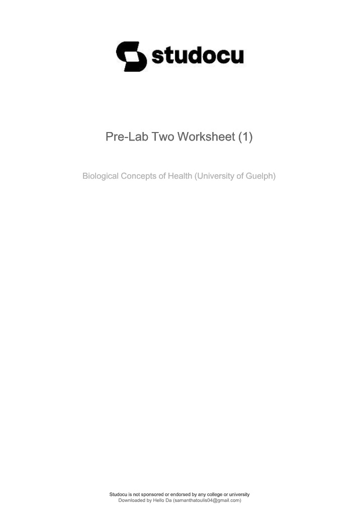 Pre-Lab Two Worksheet