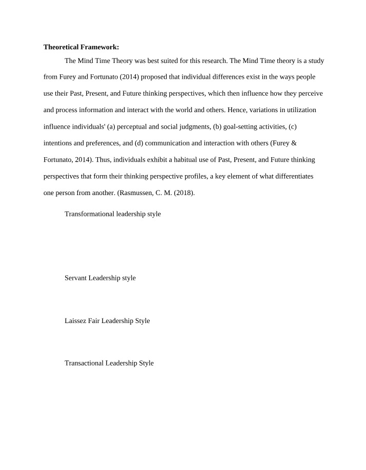 Week 6 Theoretical Framework