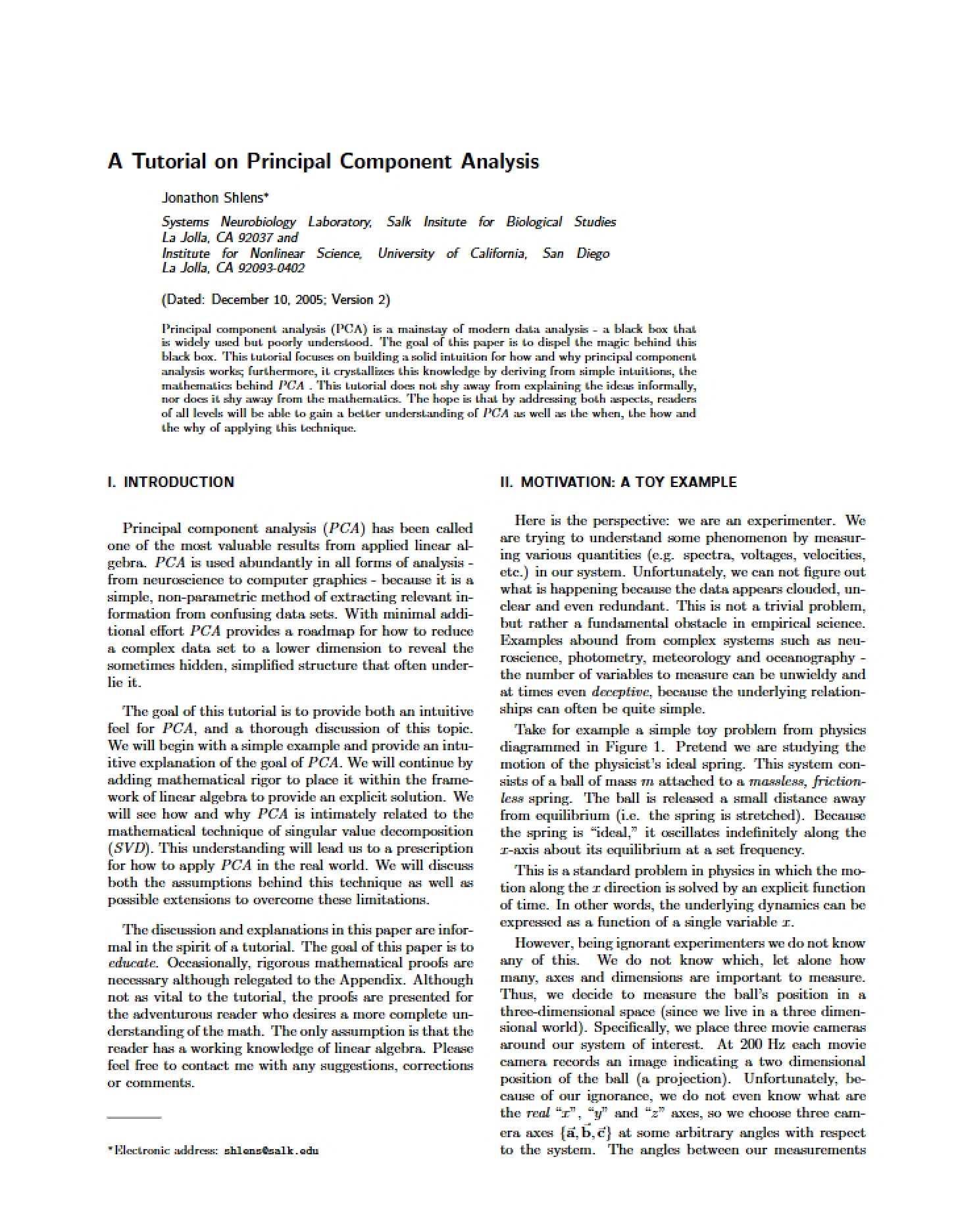 Principal Component Analysis Tutorial