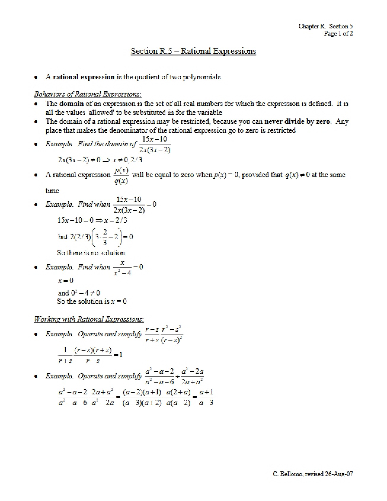 Expressions of Rationals