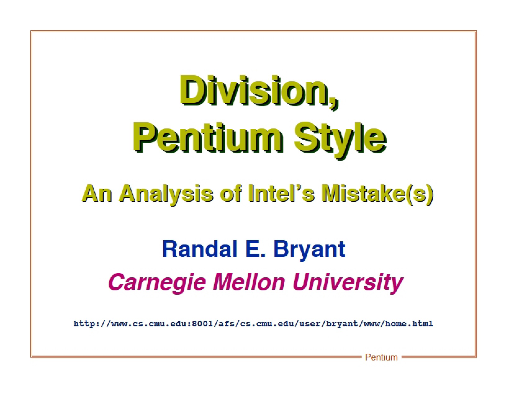 Pentium-Style Division
