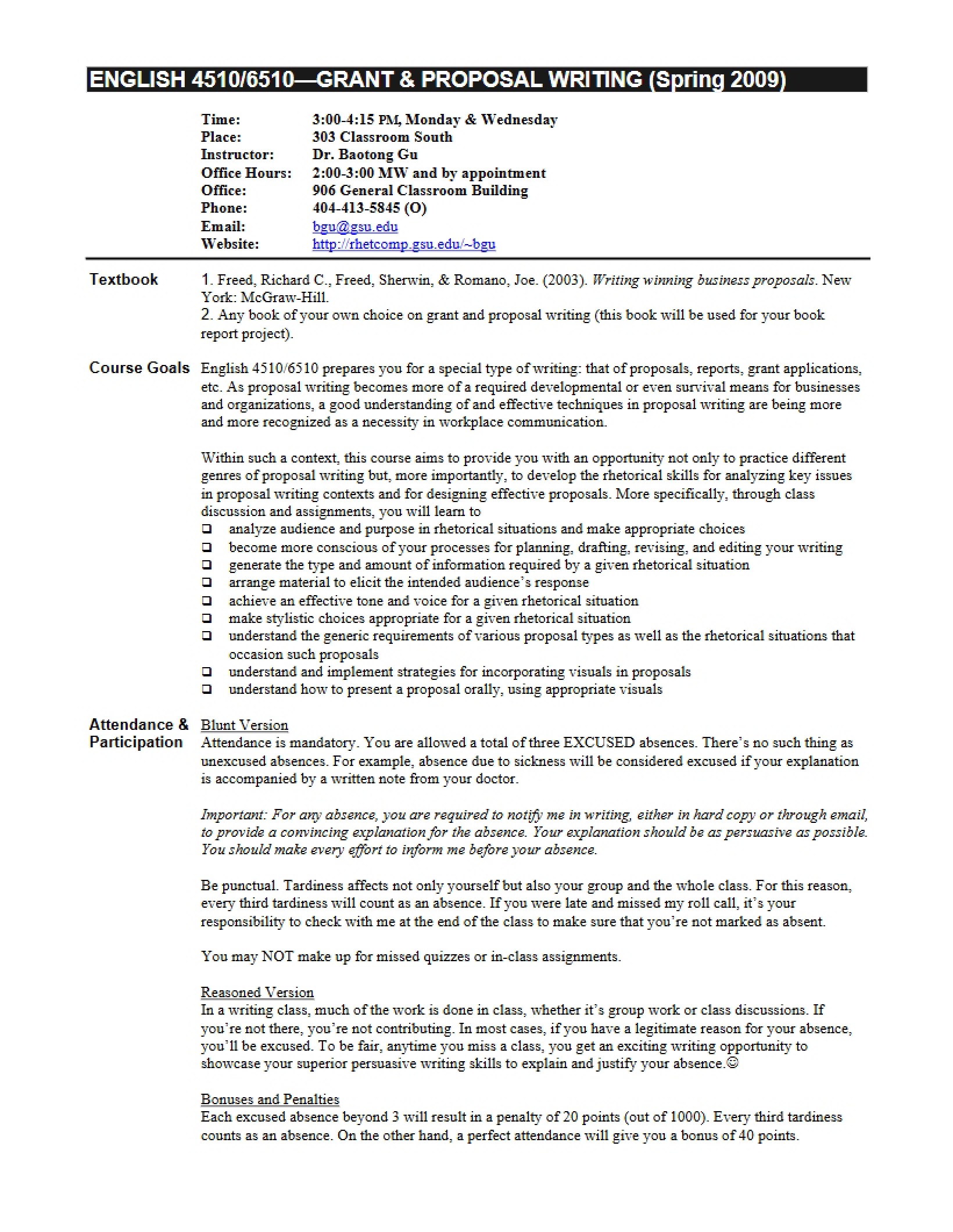 Grant Writing Syllabus Spring 2009
