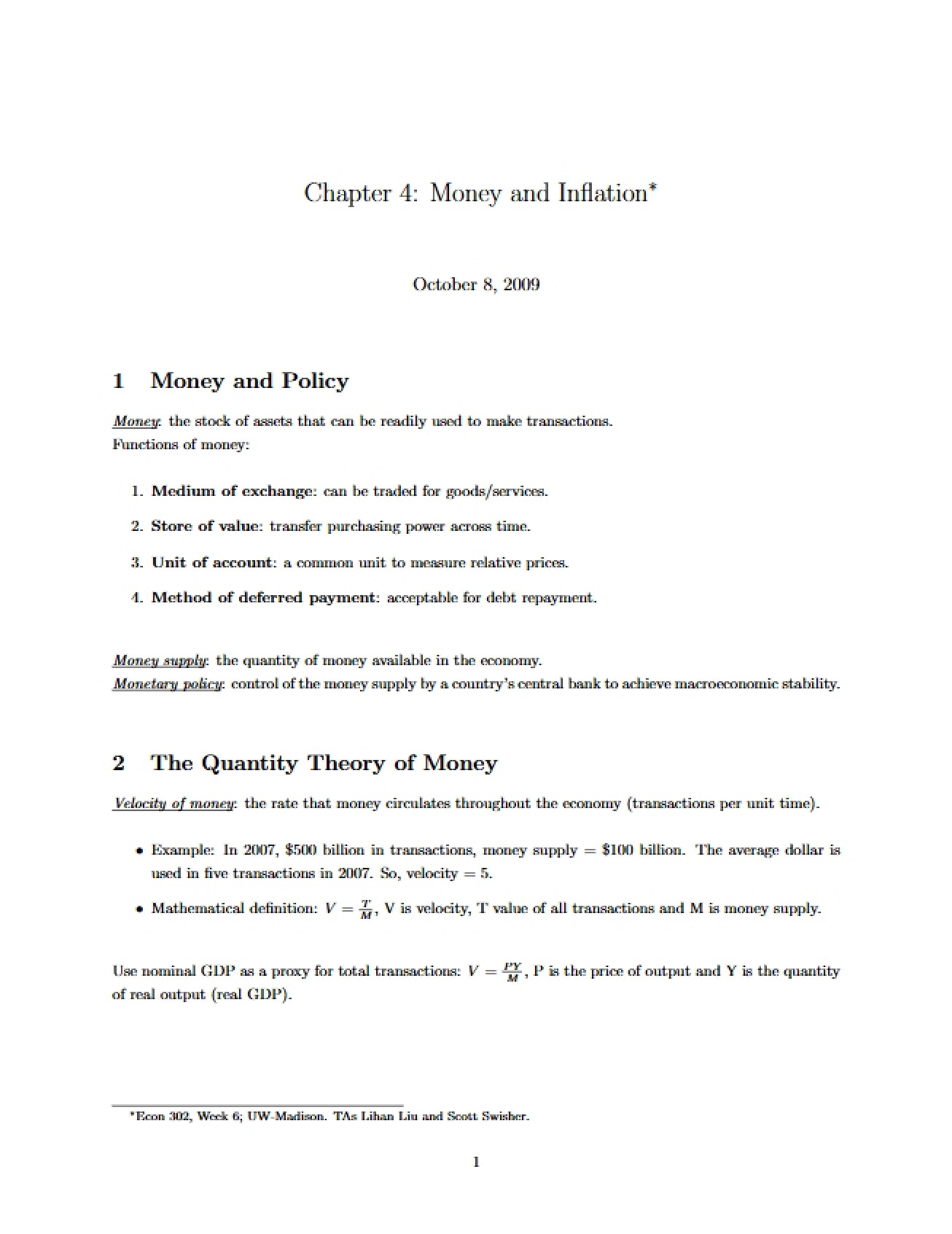 Inflationary Trends and Money