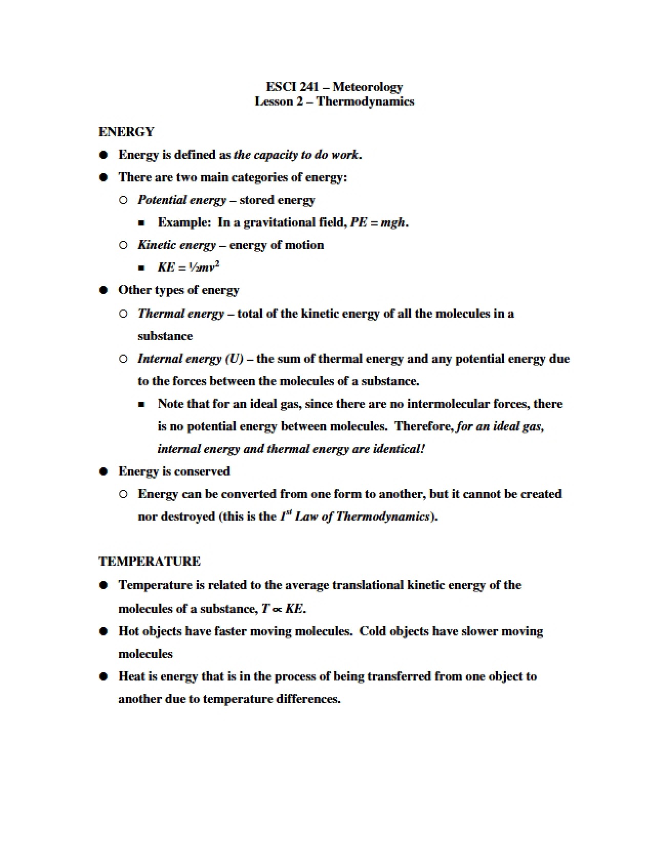 Meteorology Fundamentals