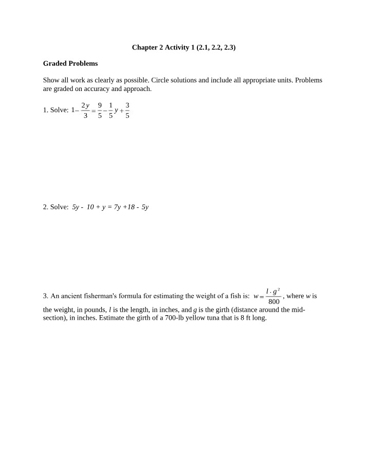 MATH 110 - Chapter 2 Activity 1 (2.1-2.3)