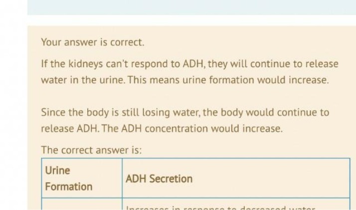 Quiz Answers - ADH and Urine Formation