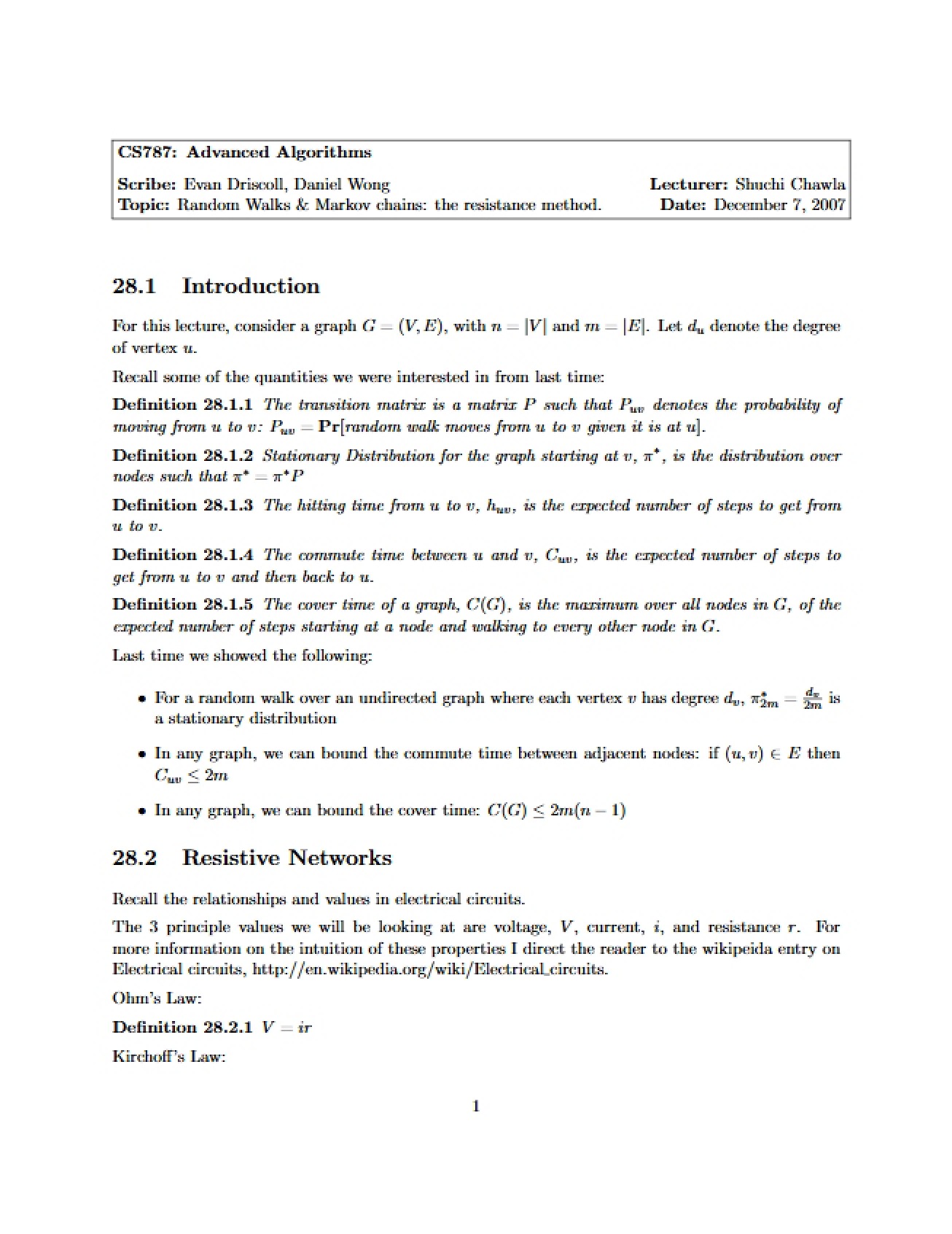 Study Notes for Advanced Algorithms