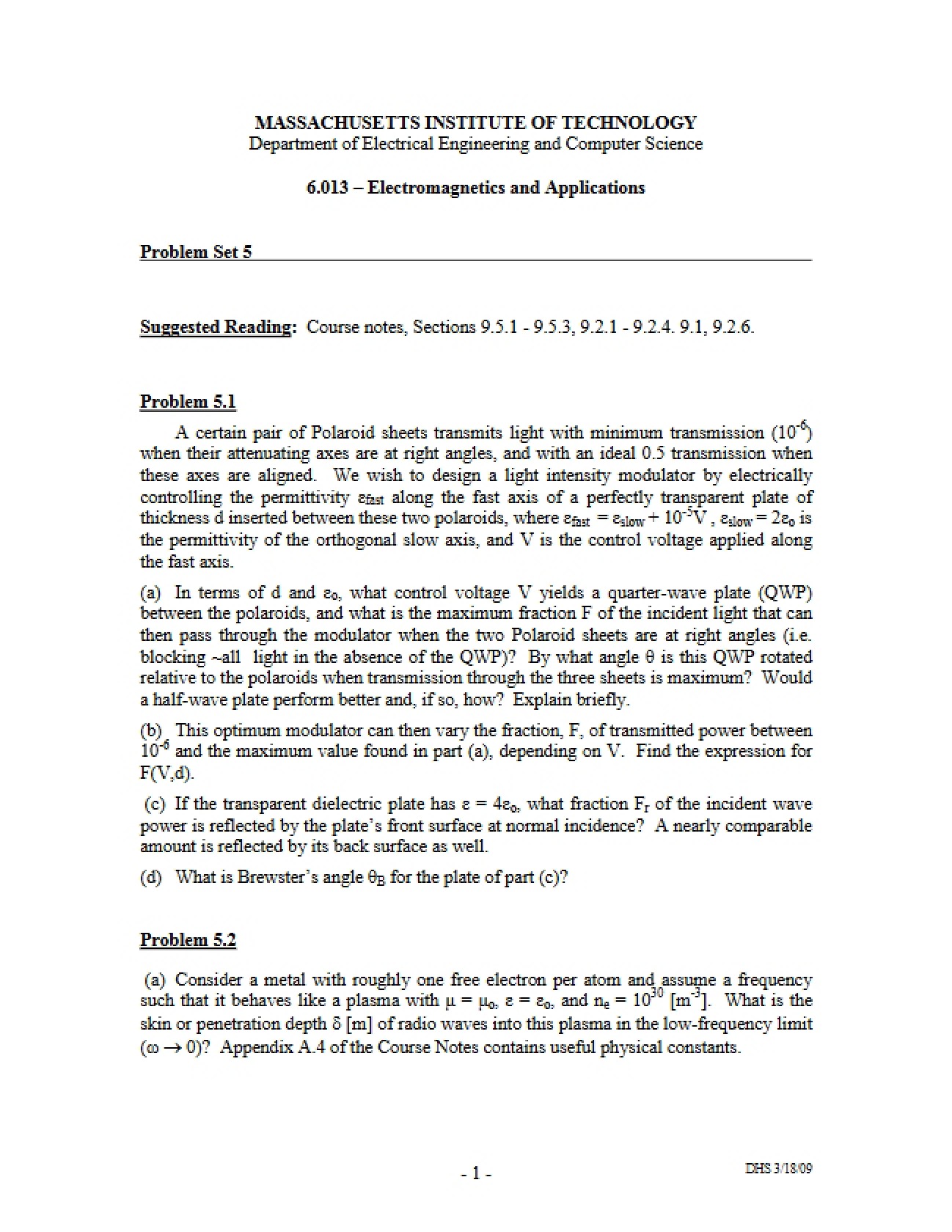 Electromagnetics Course Overview