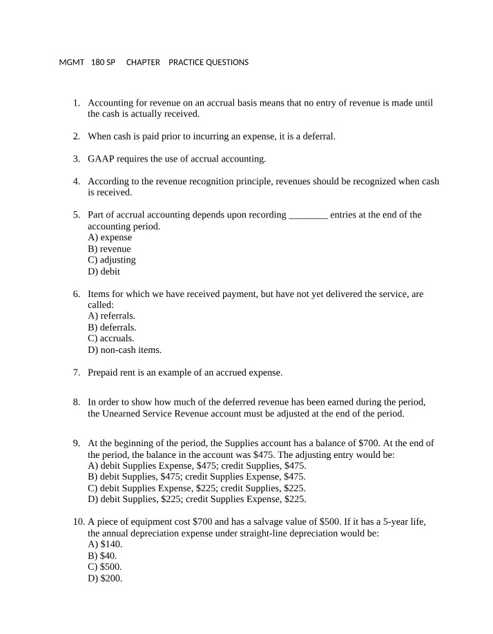 MGMT 9180 Chapter 3 Practice Questions