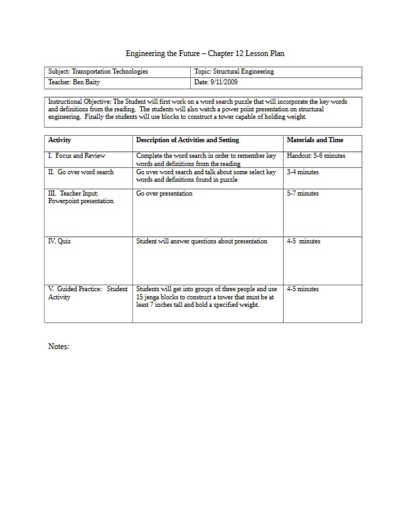 Instruction Plan