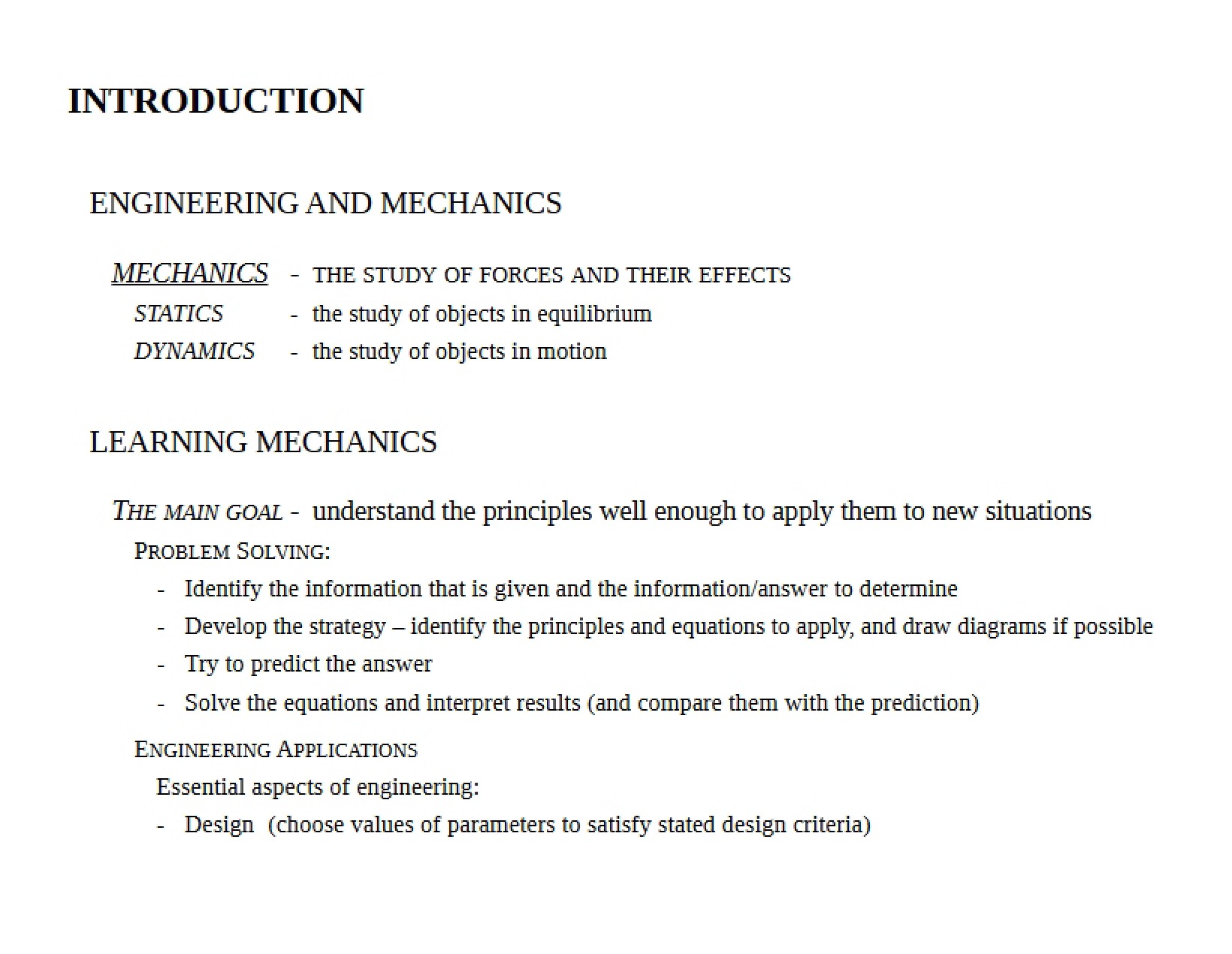 Statics Module One