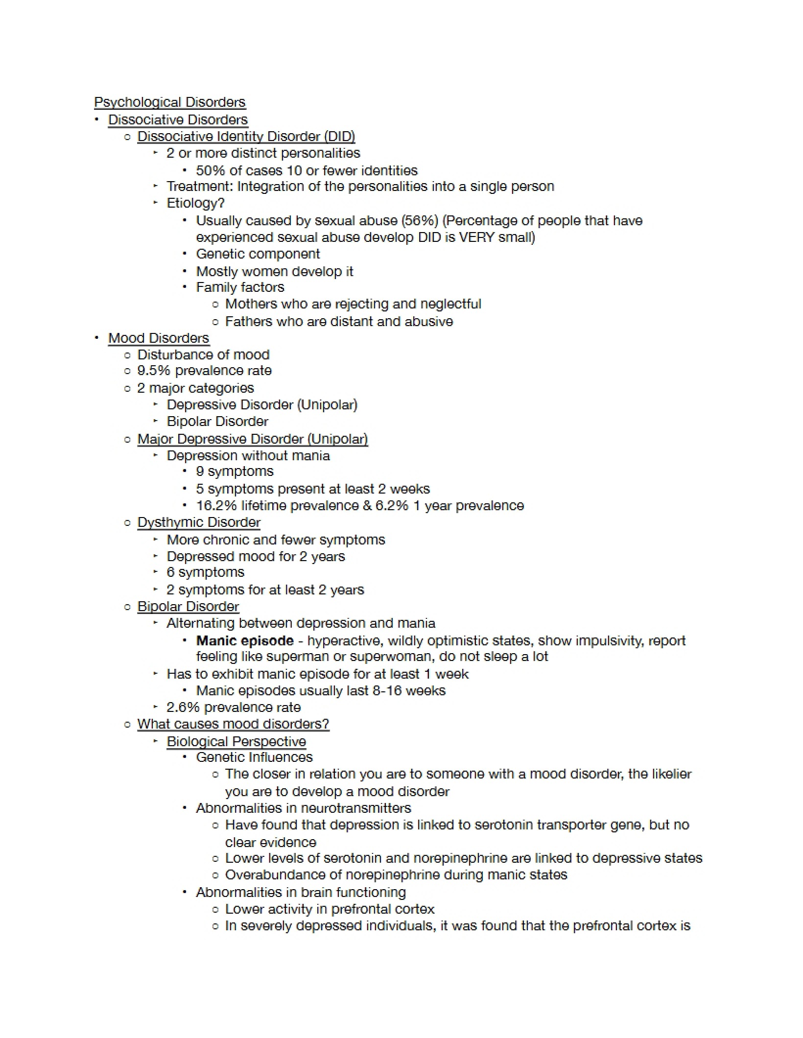 Disorders of the Psyche