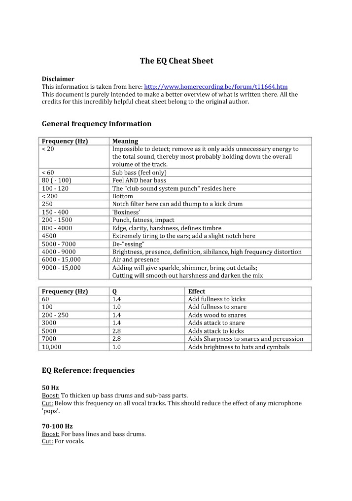 EQ Cheat Sheet