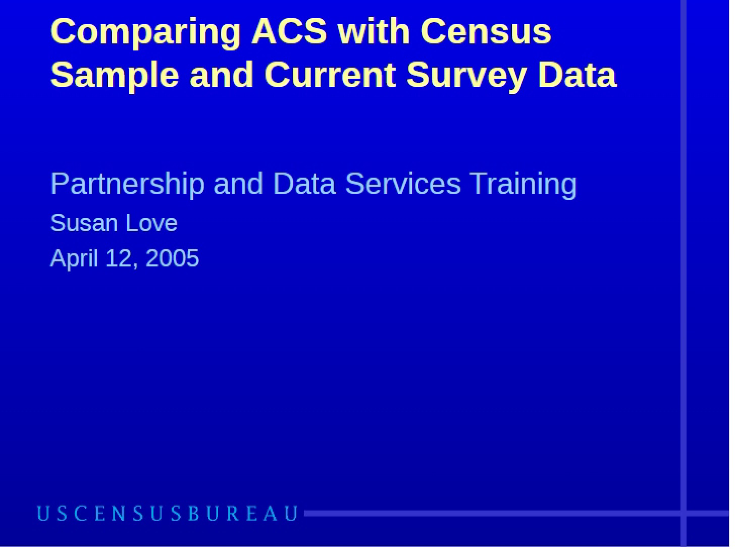 Comparison Current Survey Data, Census Sample, and ACS