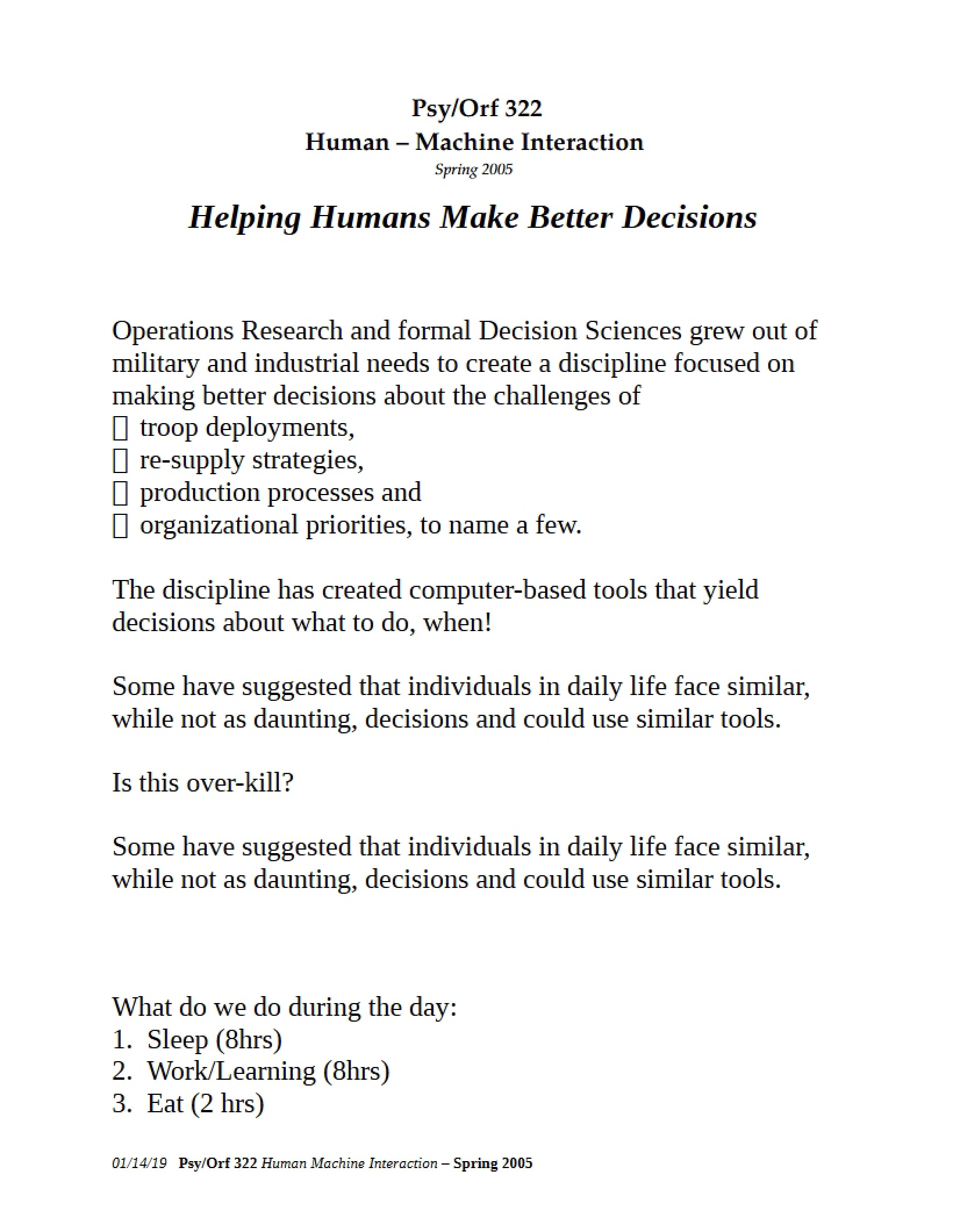 Improving Human Decision Making