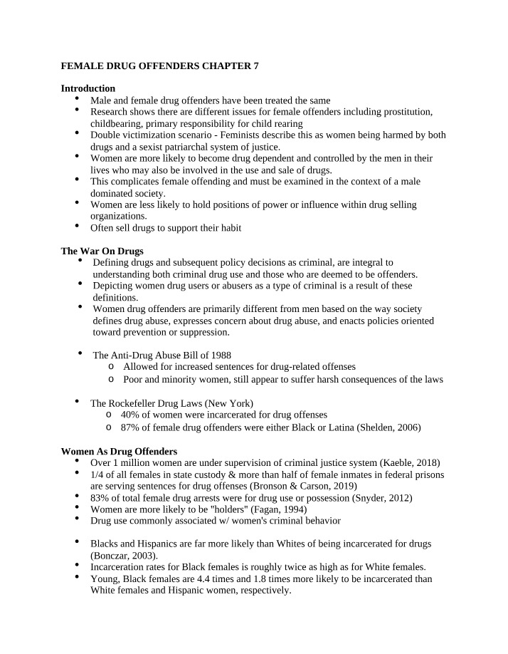 Chapter 7 - Female Drug Offenders