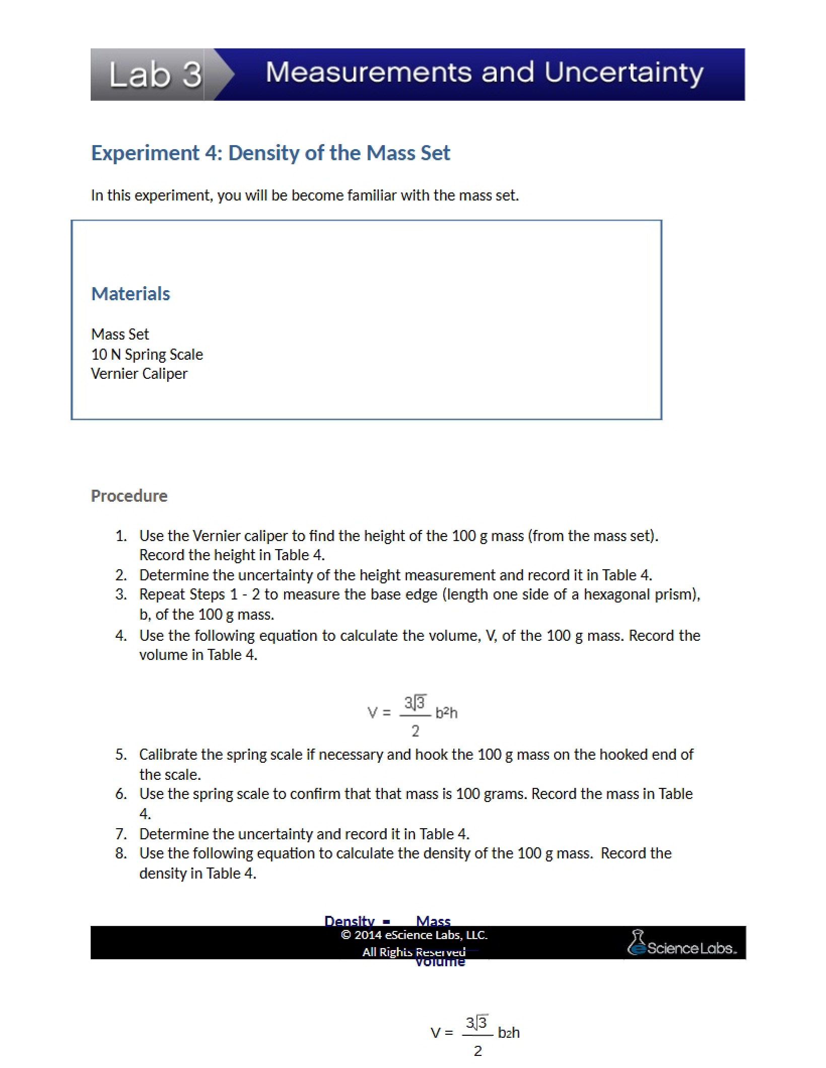 Mass Set Density