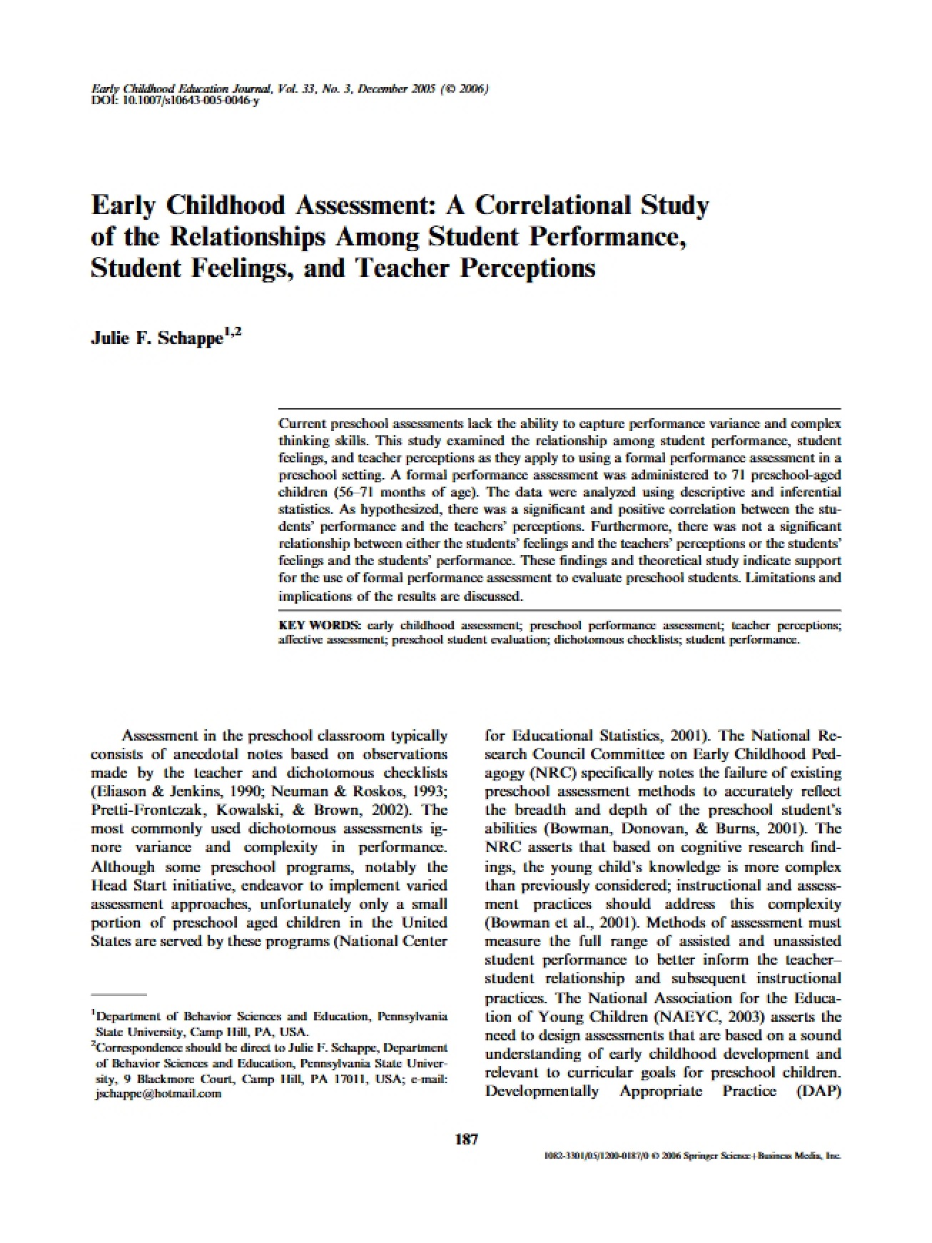 Assessment in Early Childhood