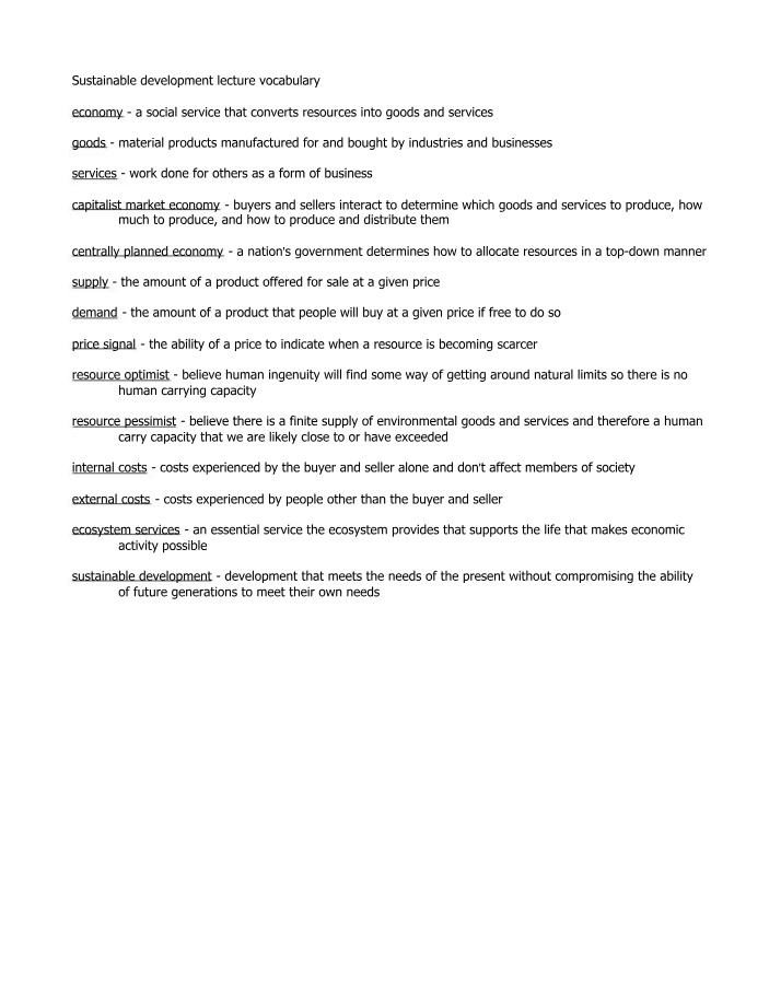 Vocabulary for Sustainable Development Lecture
