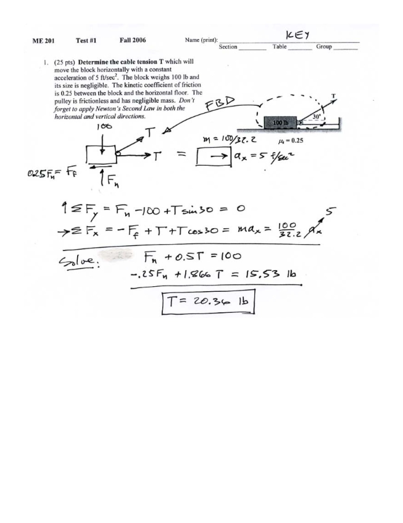 Solution for Test 1 (Fall 2007) - Version 2