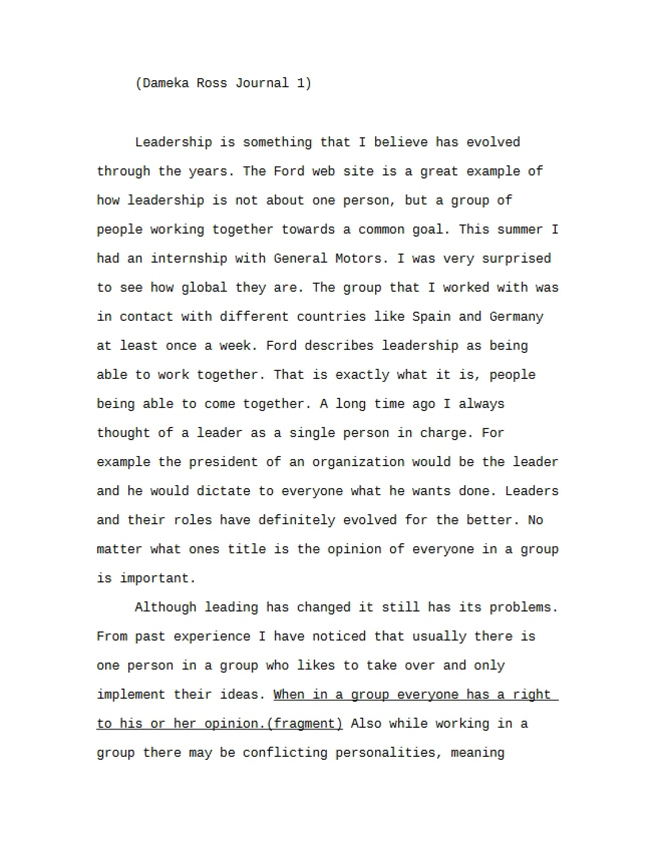 Class Notes Student Leadership