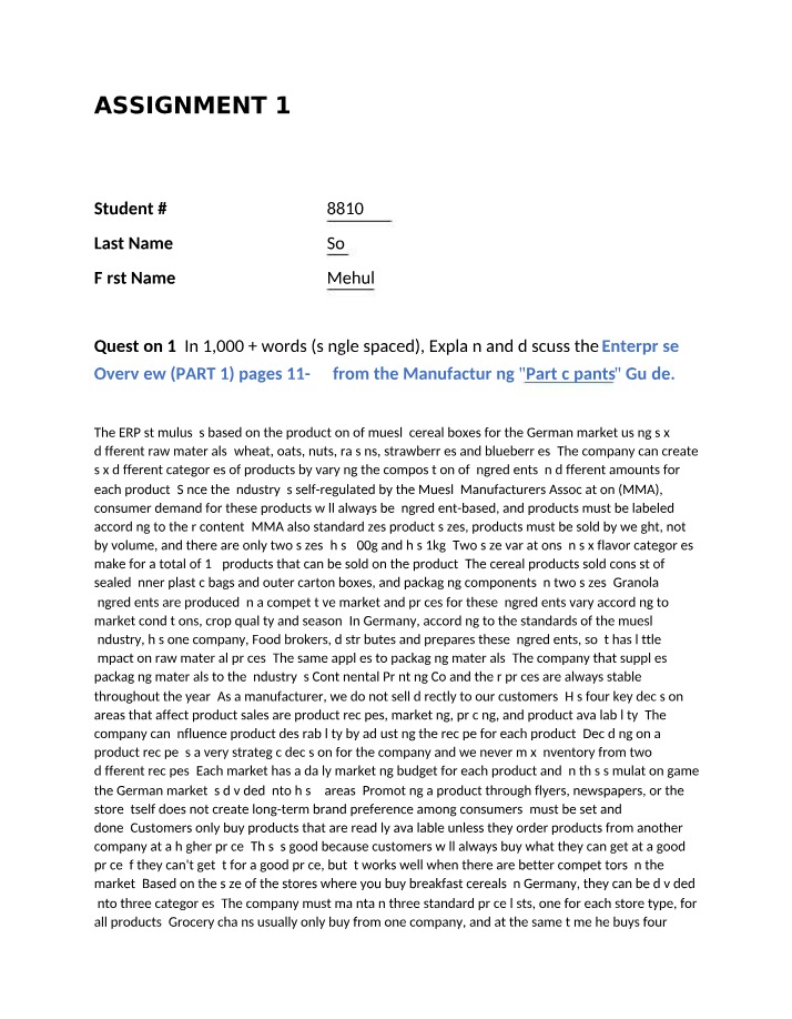 First Assignment