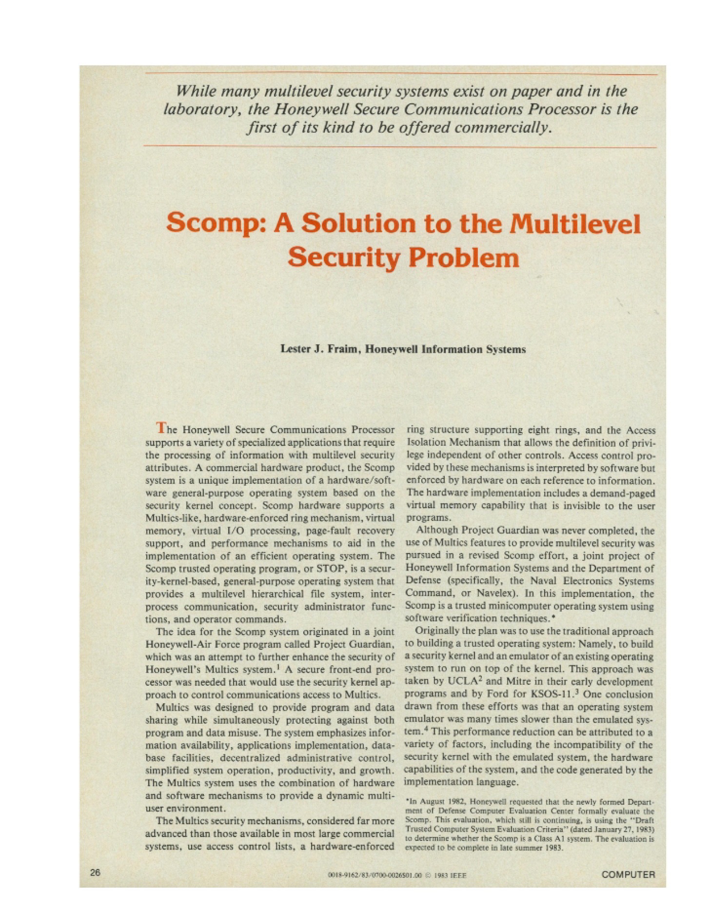 Scomp System