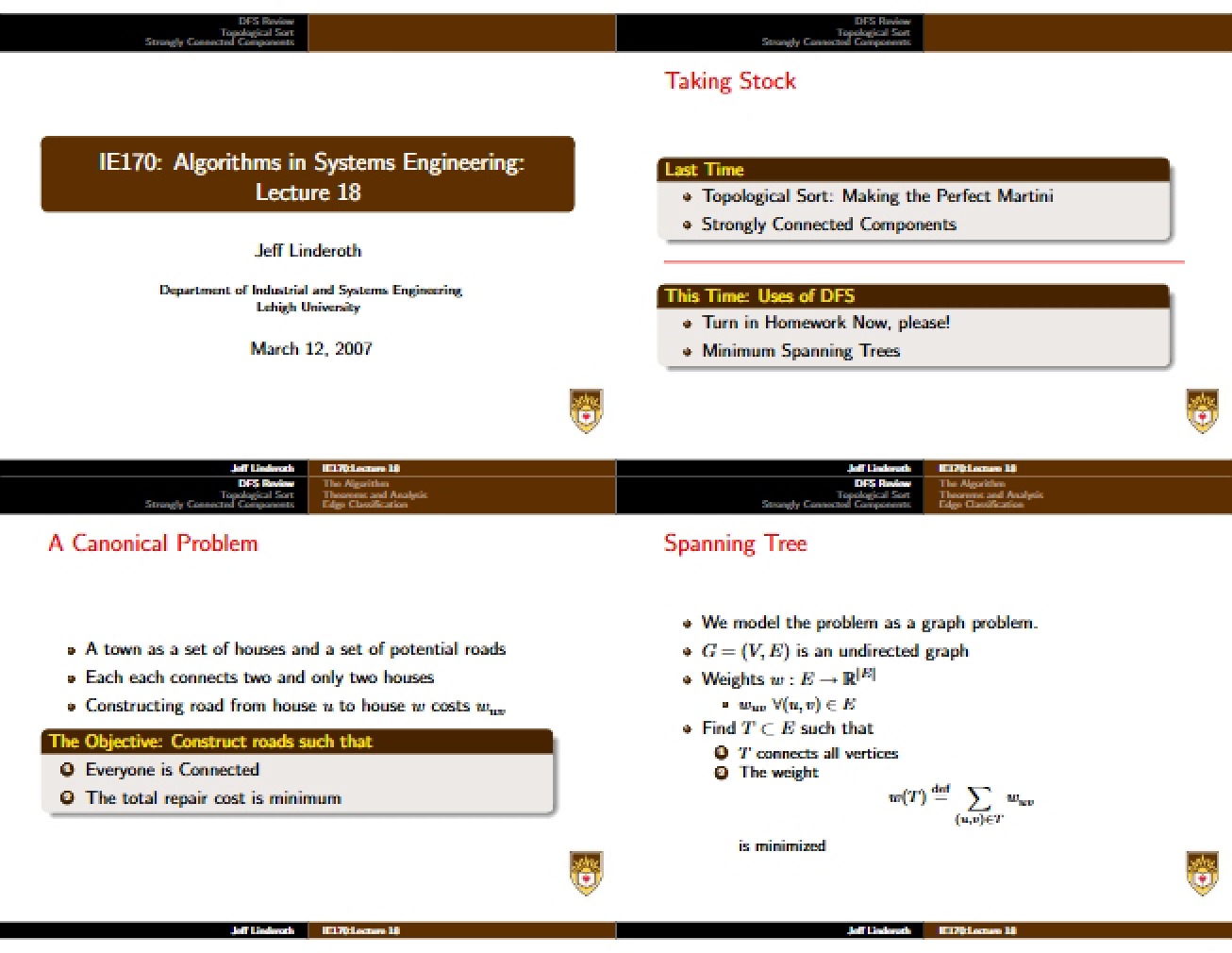 Notes from Lecture 18