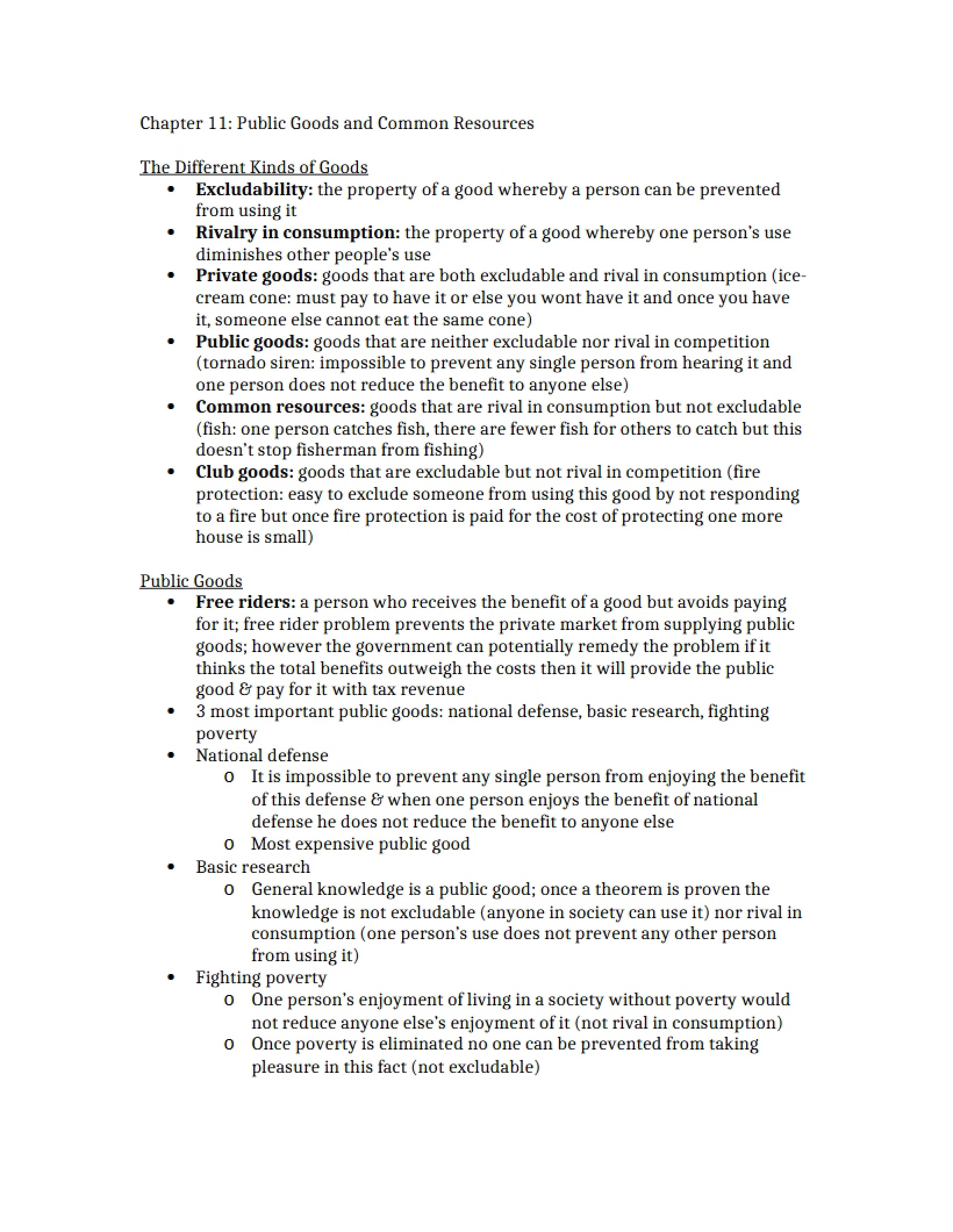Common Resources and Public Goods - Ch 11