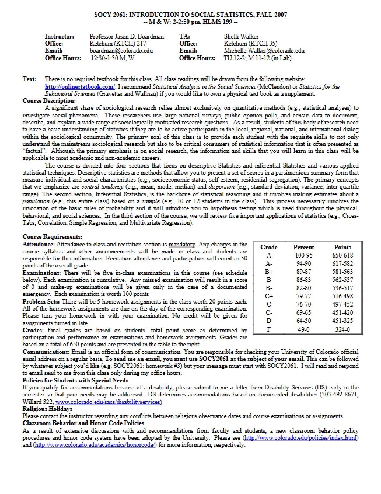 Syllabus for Introduction to Social Statistics