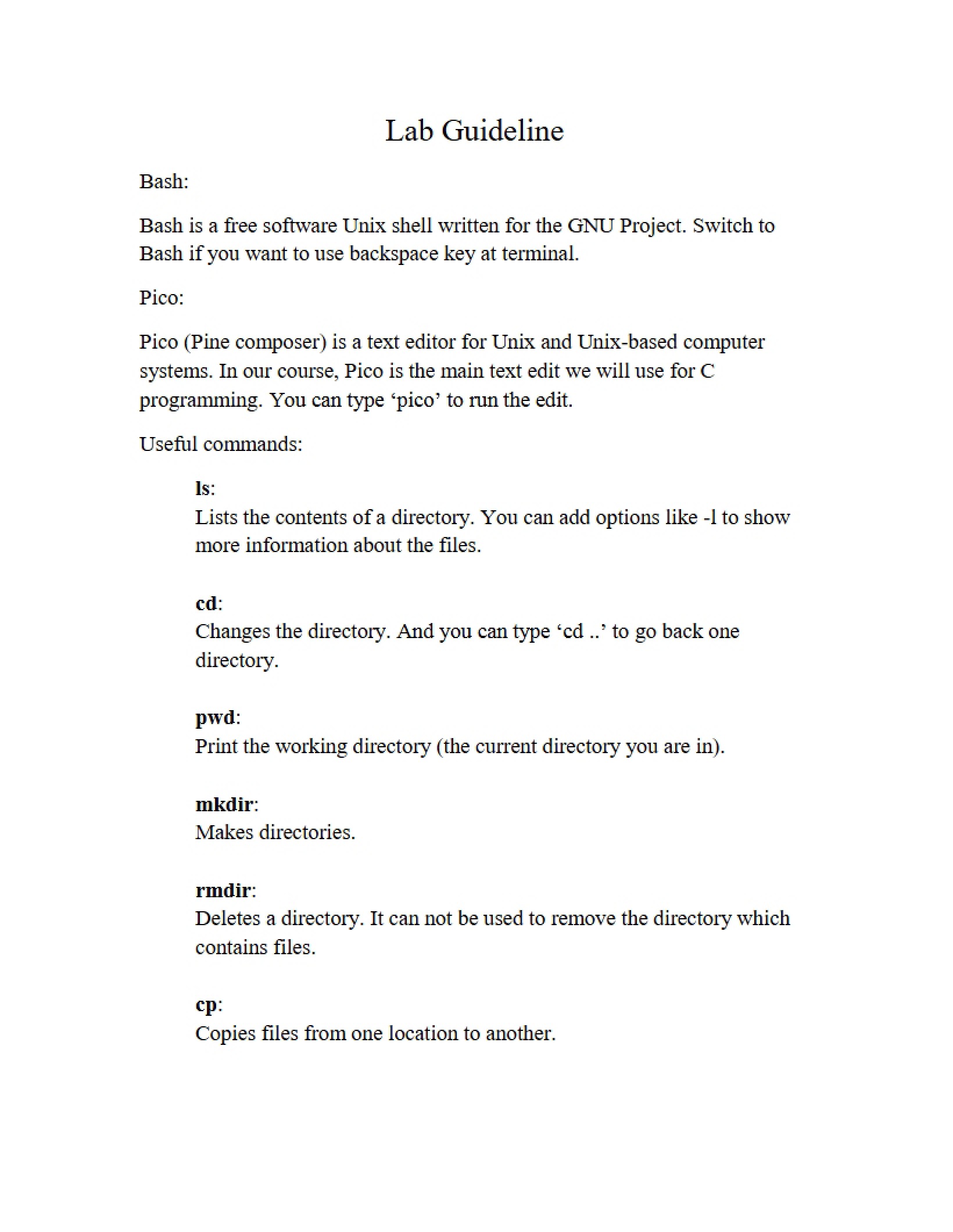 Guidelines for Lab