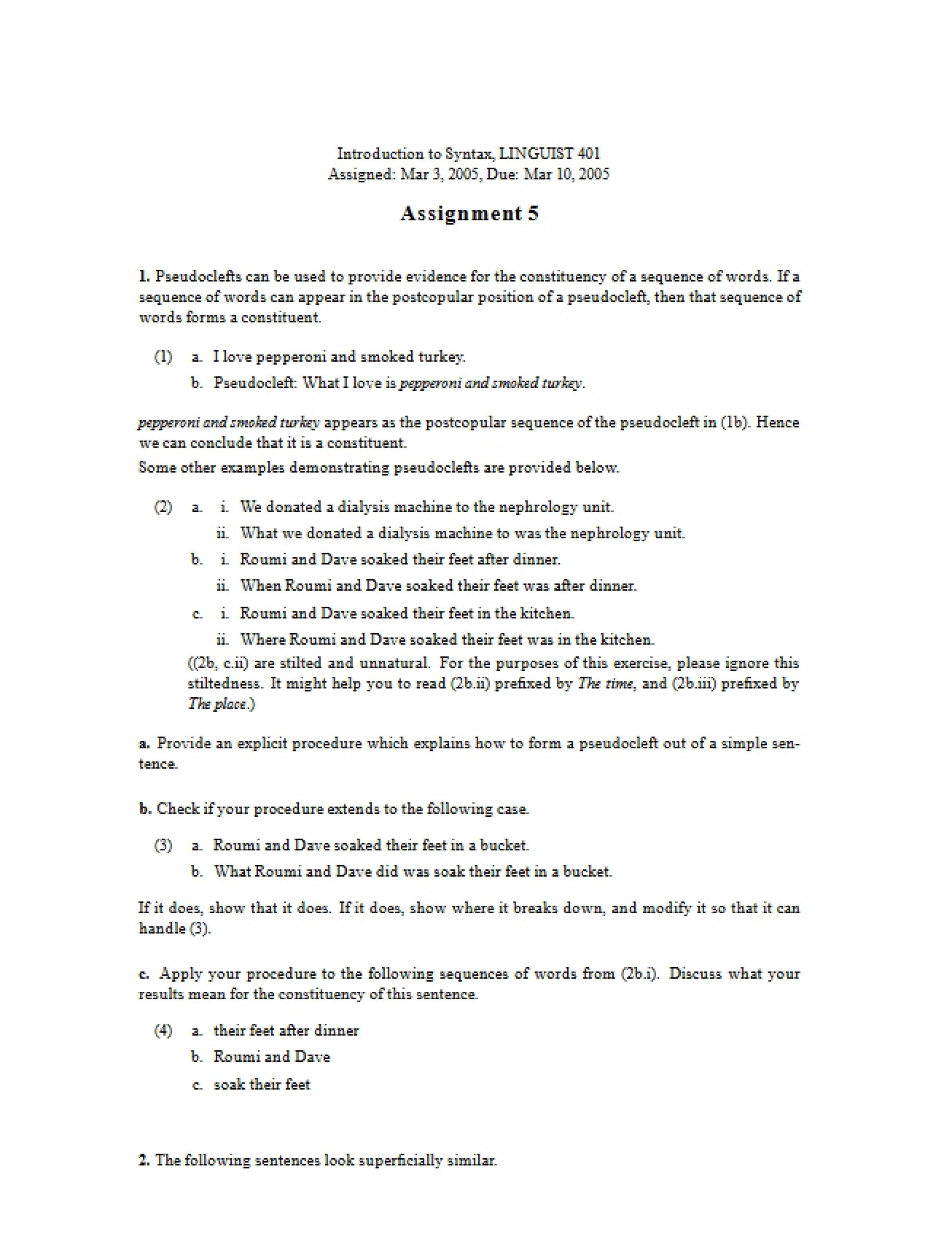 Assignment for Linguist 401