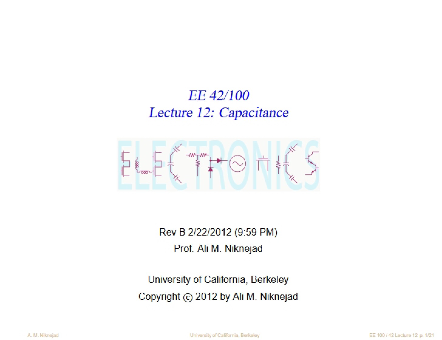 Capacitance (Lecture 12)