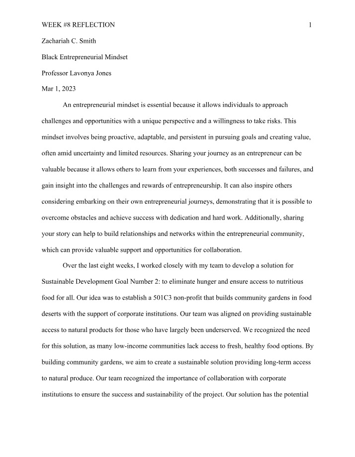 Reflection for Week 8
