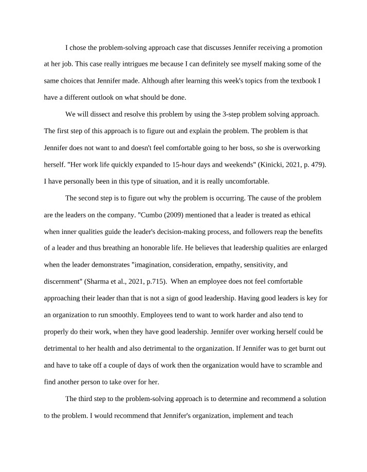 Jennifer Case Study - Resolving Leadership Issues