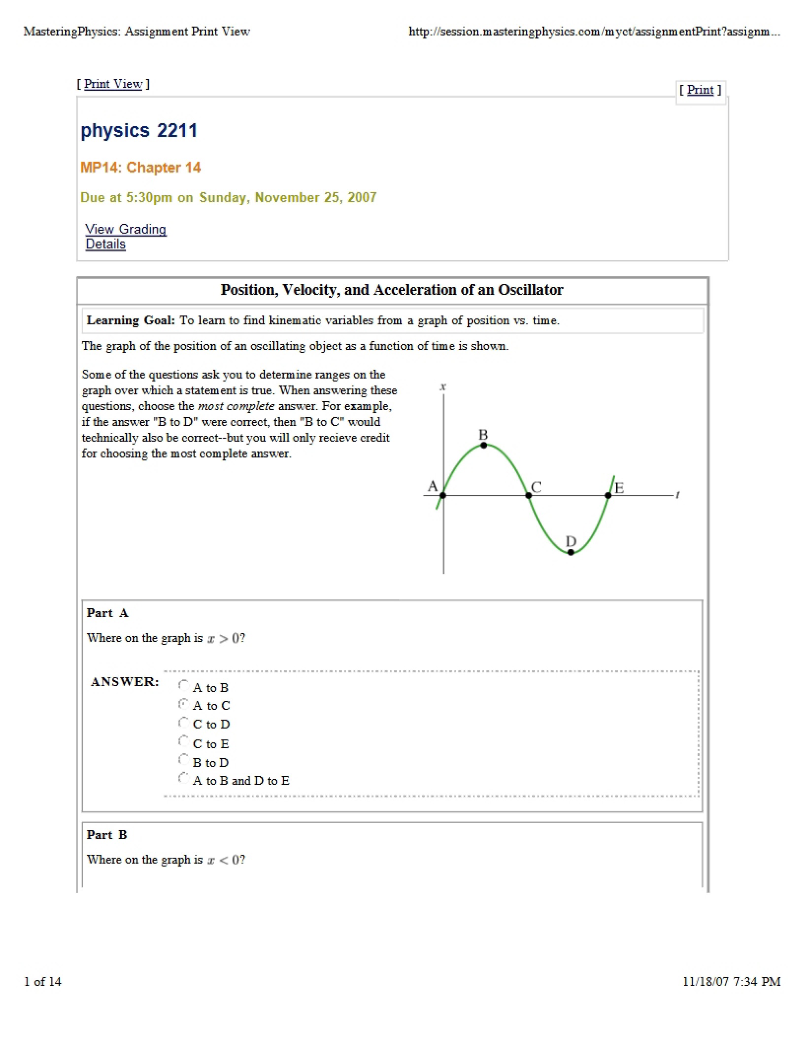 Physics I Assignment