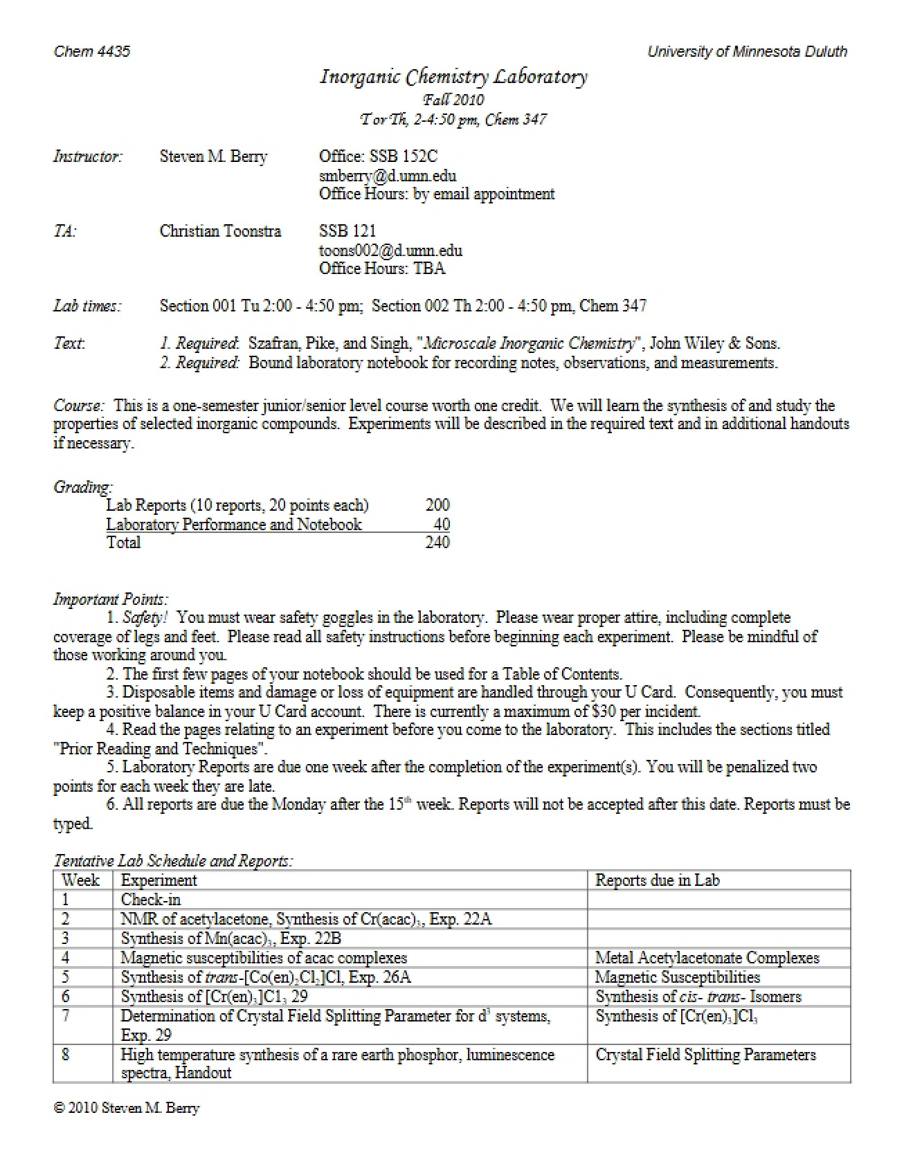 Syllabus for Chem 4435