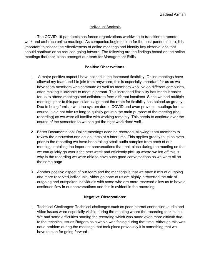 Analysis of Management Skills