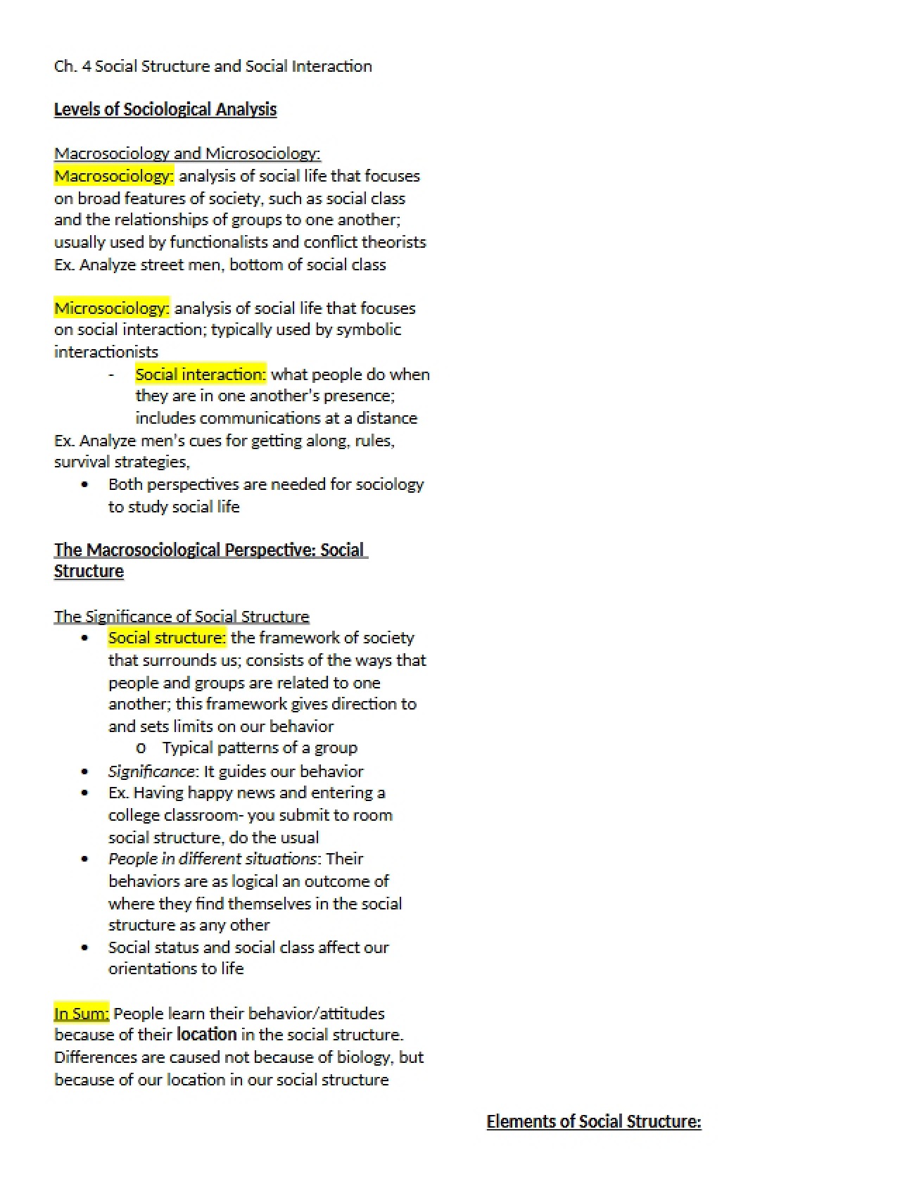 Social Interaction and Structure Chapter Four