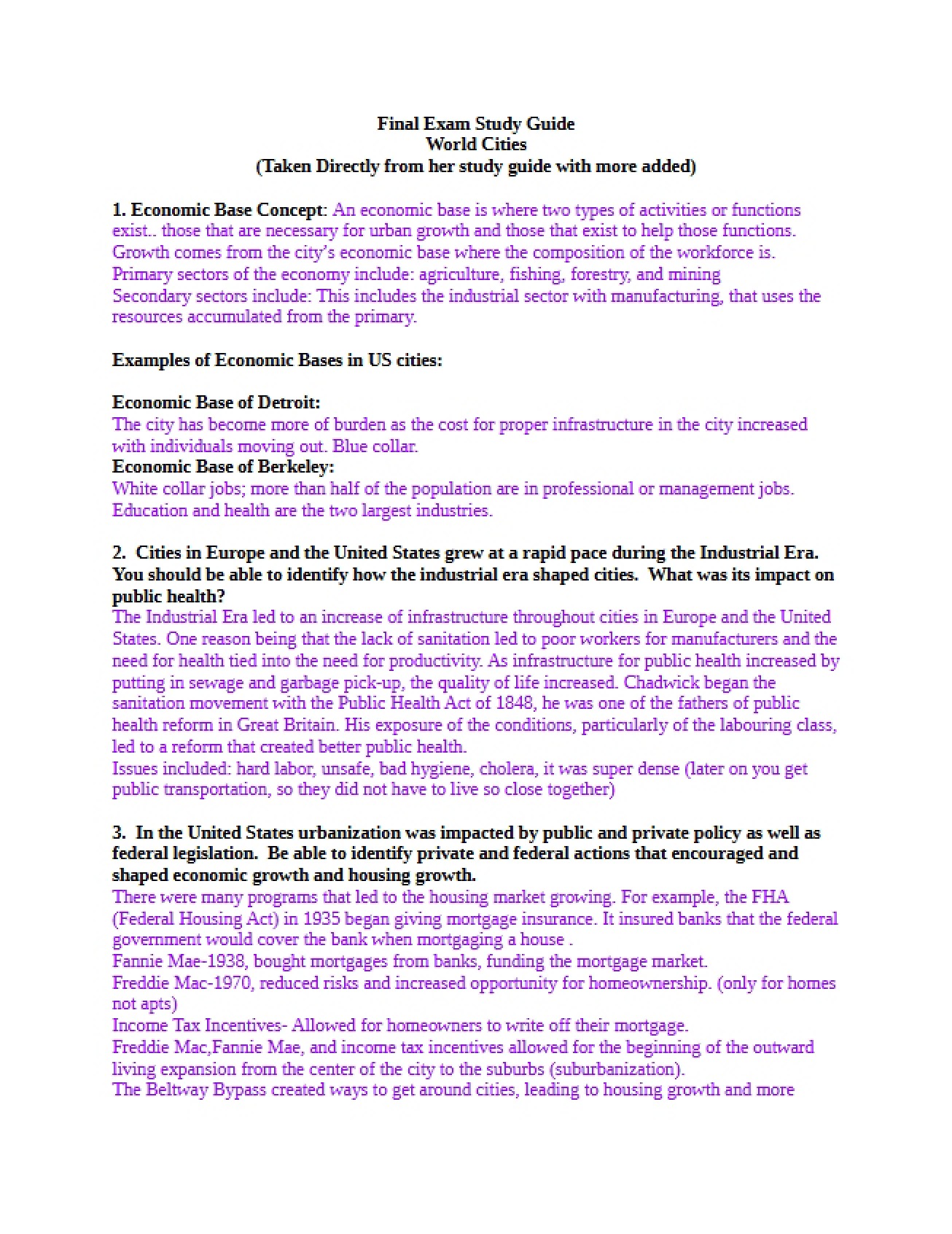 Final Exam Prep Guide