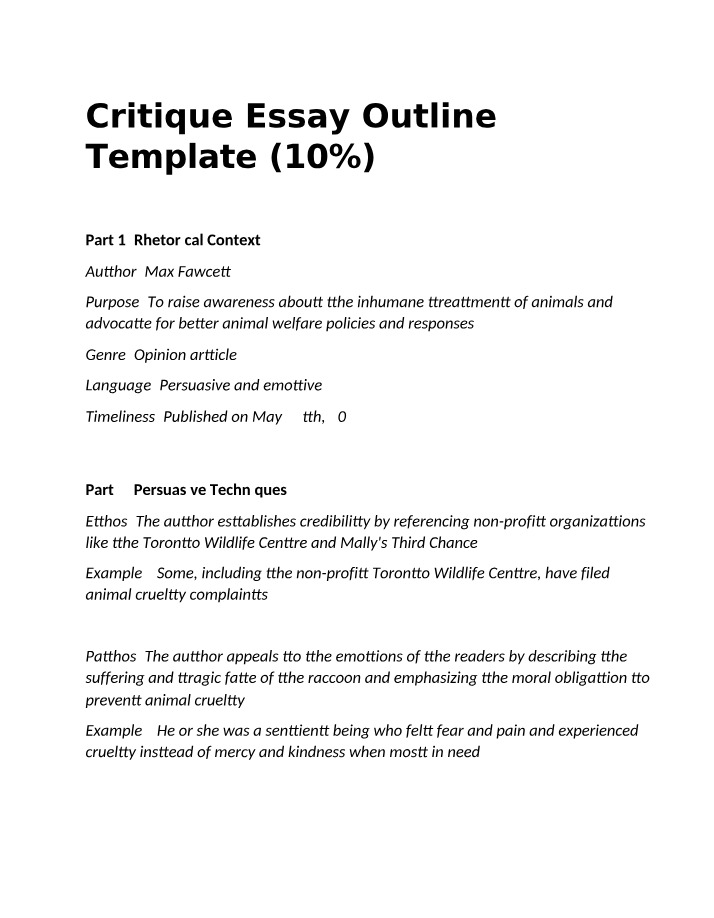 Outline for Project 1 Essay