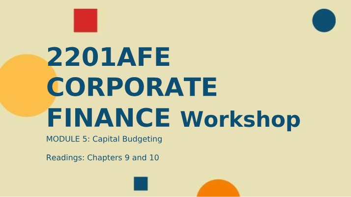 Excel Assignment - Master Corporate Finance Concepts