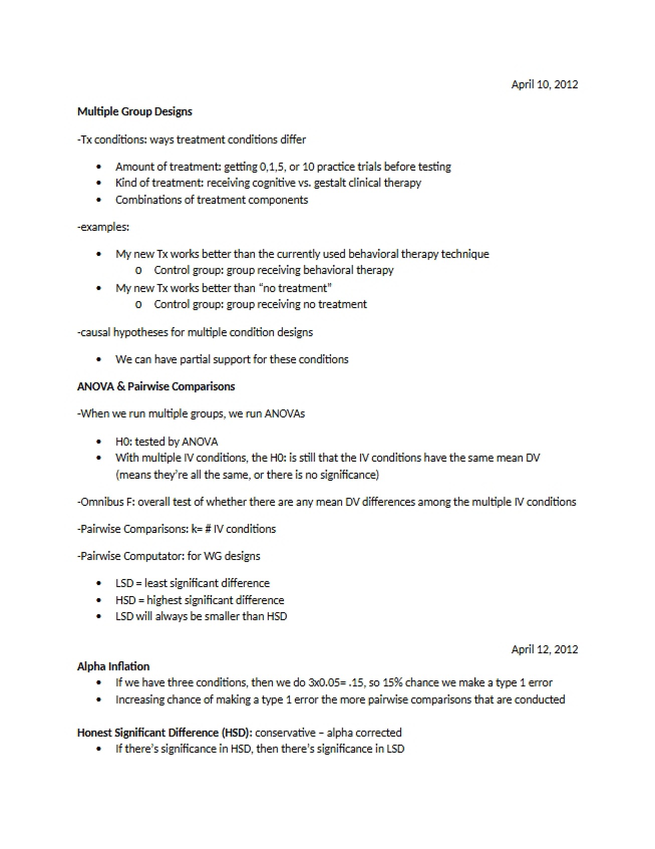 Designs for Multiple Groups