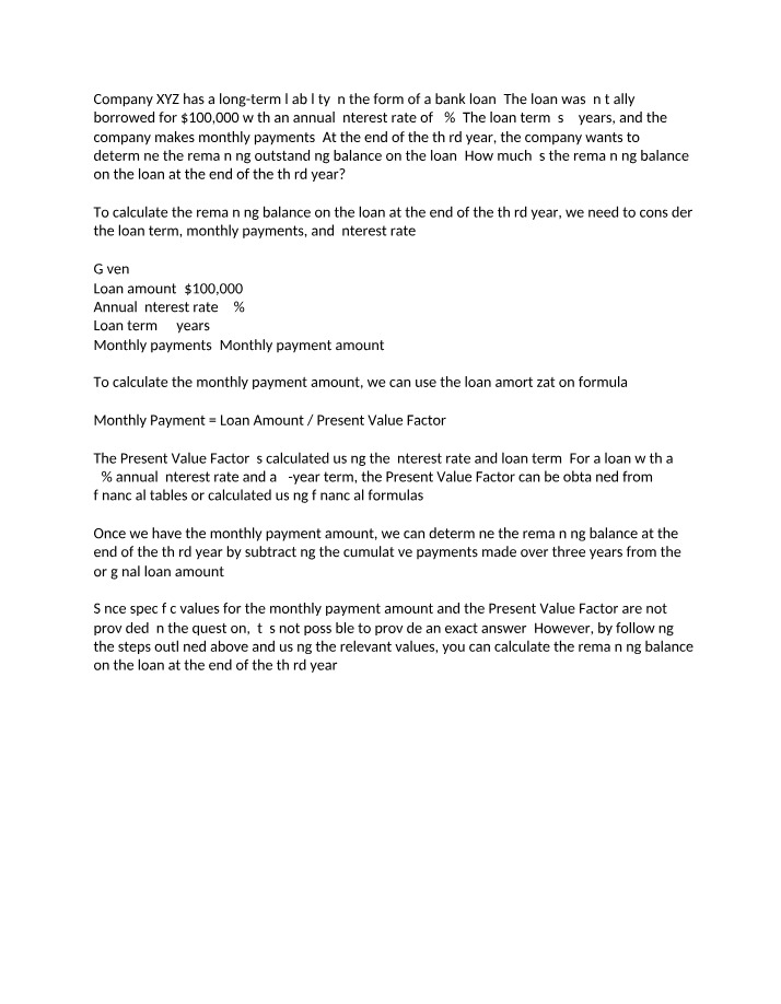 Bank Loan Balance Calculation After 3 Years