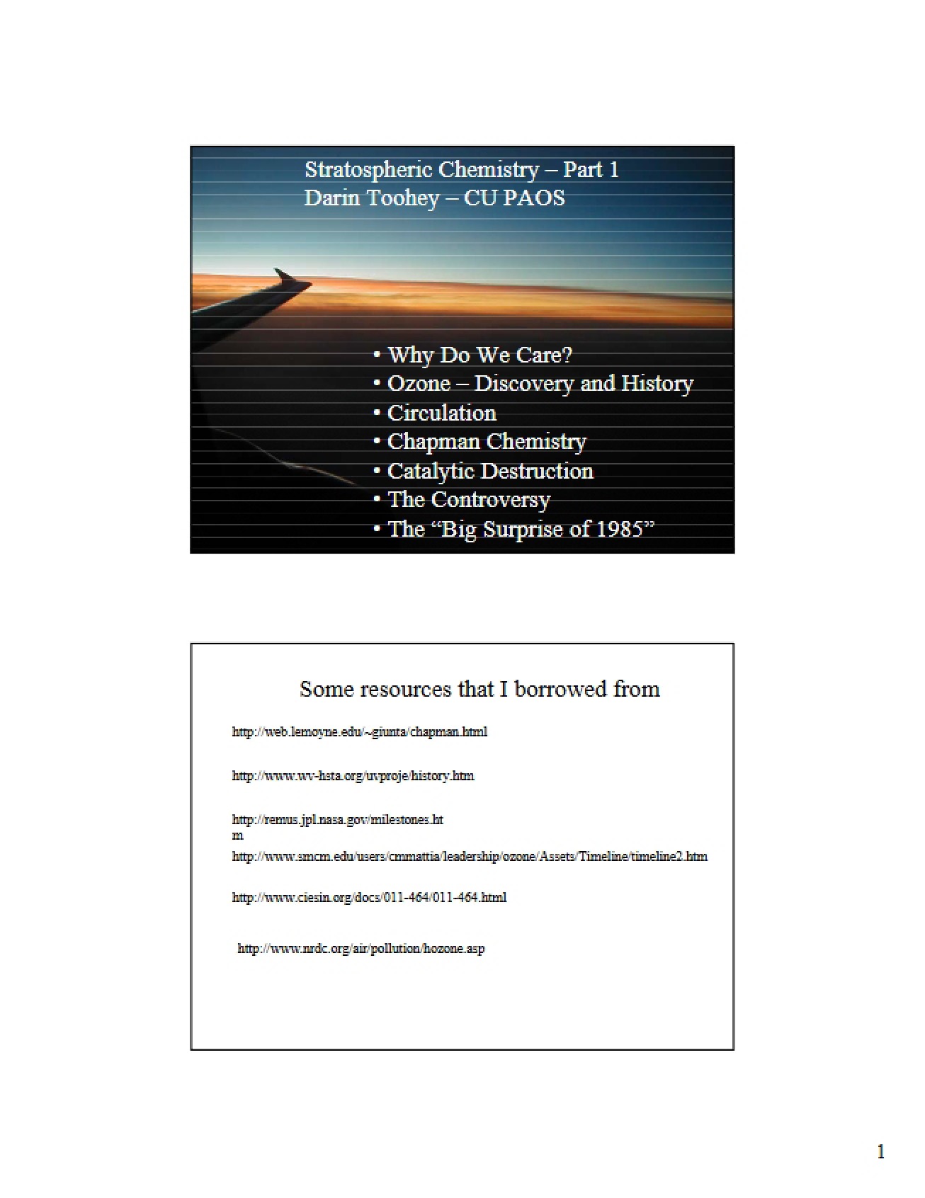 Chemical Processes in the Stratosphere