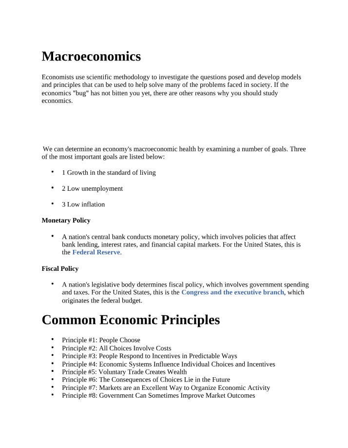 Macroeconomics - Principles and Notes