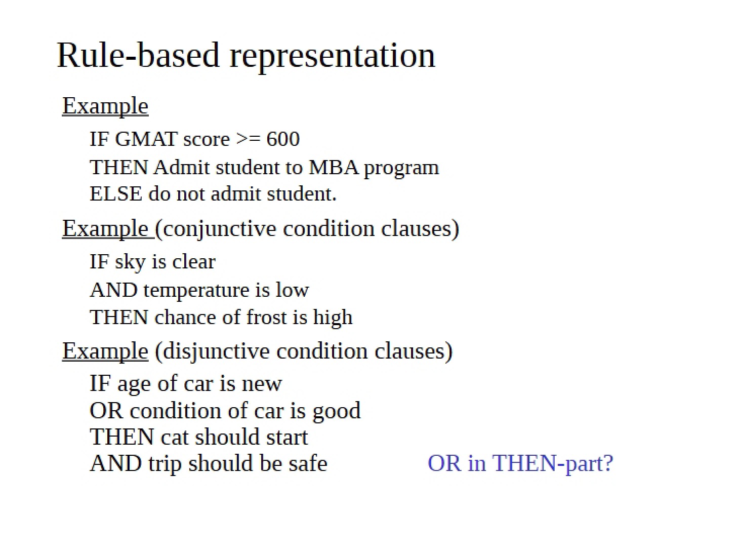 Representation via Rules