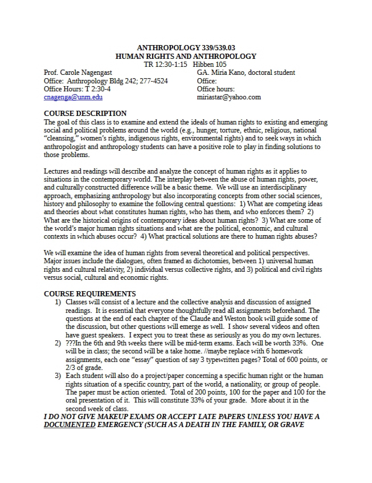ANTH 339 Course Syllabus